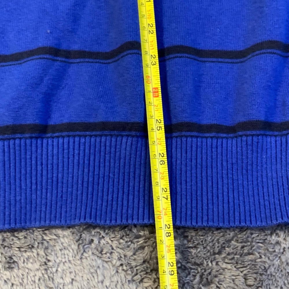 Tommy Hilfiger Mens XL Blue Striped V-Neck Cotton Knit Sweater Classic Fit - Picture 7 of 8
